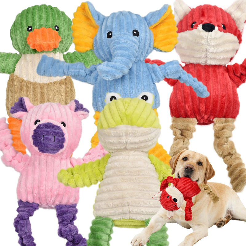5 Pack Tough Dog Toys Stuffed Squeaky Dog Toys Assortment Plush Animal Dog Toy Value Bundle Puppy Pet Dog Toys for Small Medium Large Dogs 5pack - PawsPlanet Australia