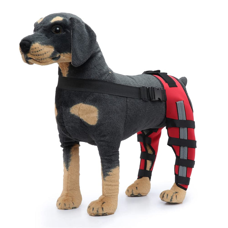 Dog Knee Brace Adjustable Dog Double Rear Leg Brace with Metal Hinged Flexible Support and Reflective Seat Belts Dog Acl Brace Hind Leg Red (S) S - PawsPlanet Australia