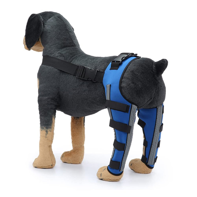 Dog Knee Brace Adjustable Dog Double Rear Leg Brace with Metal Hinged Flexible Support and Reflective Seat Belts Dog Acl Brace Hind Leg Blue (M) Medium - PawsPlanet Australia