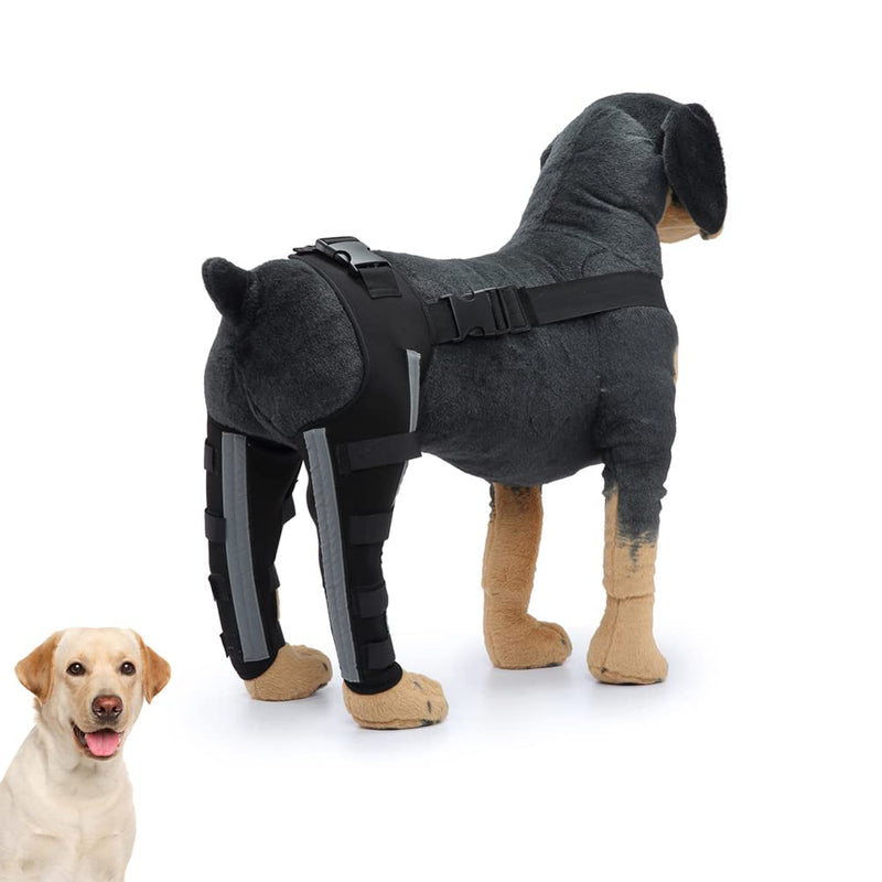 Dog Knee Brace Adjustable Dog Double Rear Leg Brace with Metal Hinged Flexible Support and Reflective Seat Belts Dog Acl Brace Hind Leg Black (M) Medium - PawsPlanet Australia