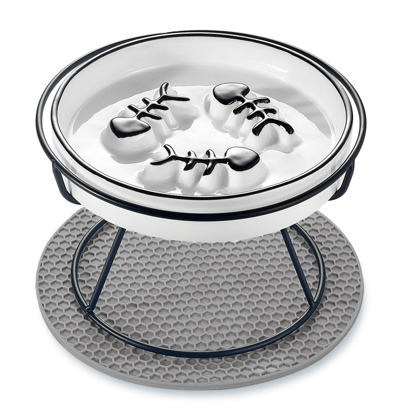 Cat Slow Feeder Bowl, Raised Slow Feeder Cat Bowl for Cat and Dog for Dry and Wet Food, Improve Digestion Design, Anti Vomit, Slow Down Cats Eating Speed Black - PawsPlanet Australia
