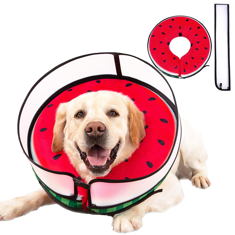 Inflatable Dog Cone Collar with Enhanced Anti-Licking, Soft Neck Donut for Dogs Cats, Recovery Pet Cone Collar After Surgery for Large Medium Small Dogs… (Watermelon, X-Large) Watermelon - PawsPlanet Australia