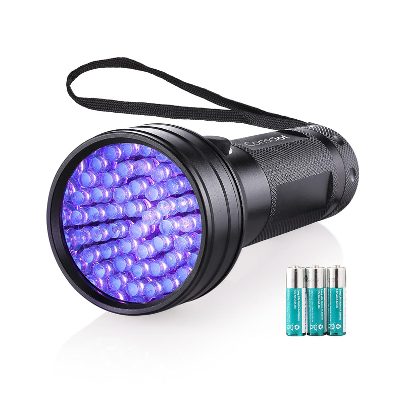 UV Flashlight Black Light, Consciot 51 LED 395nm Ultraviolet Blacklight, Portable Torch Light Pet Urine Detector for Dog/Cat Urine, Dry Stains, Bed Bug, Resin Curing, Matching with Pet Odor Eliminator 1 Pack - PawsPlanet Australia