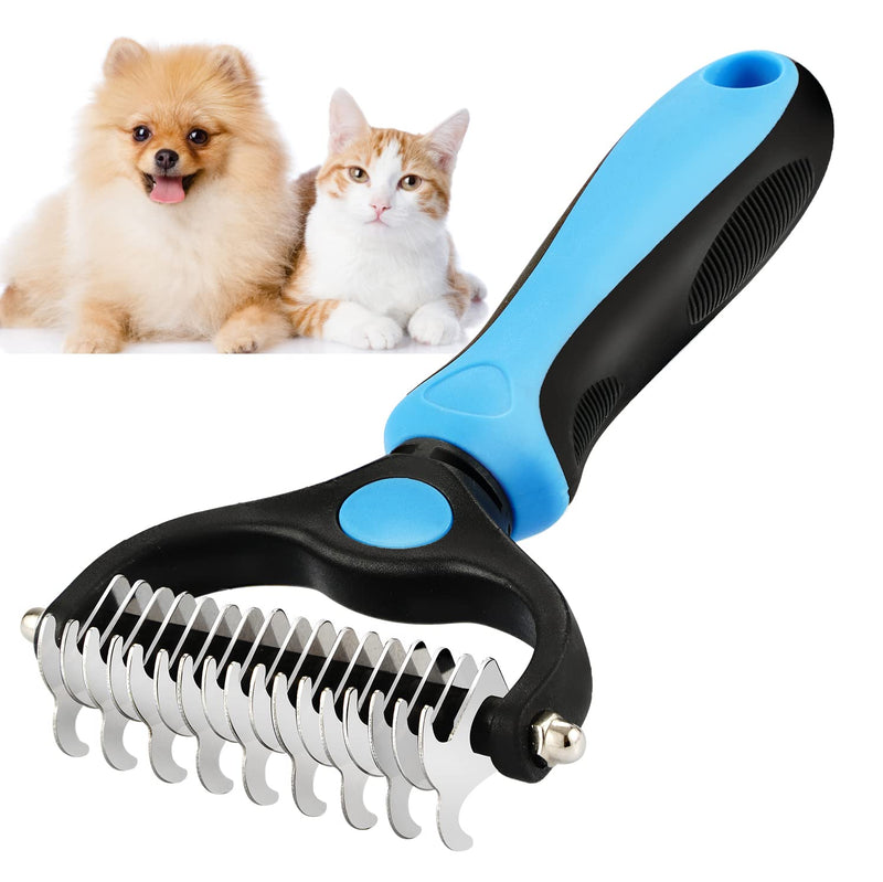 TAN.G Pet Deshedding Brush，2 Sided Undercoat Rake for Dogs & Cats，Dog Grooming Rakes Tools for Mats & Tangles Removing，Effectively Reduces Shedding by up to 95% for Short Medium and Long Pet Hair - PawsPlanet Australia