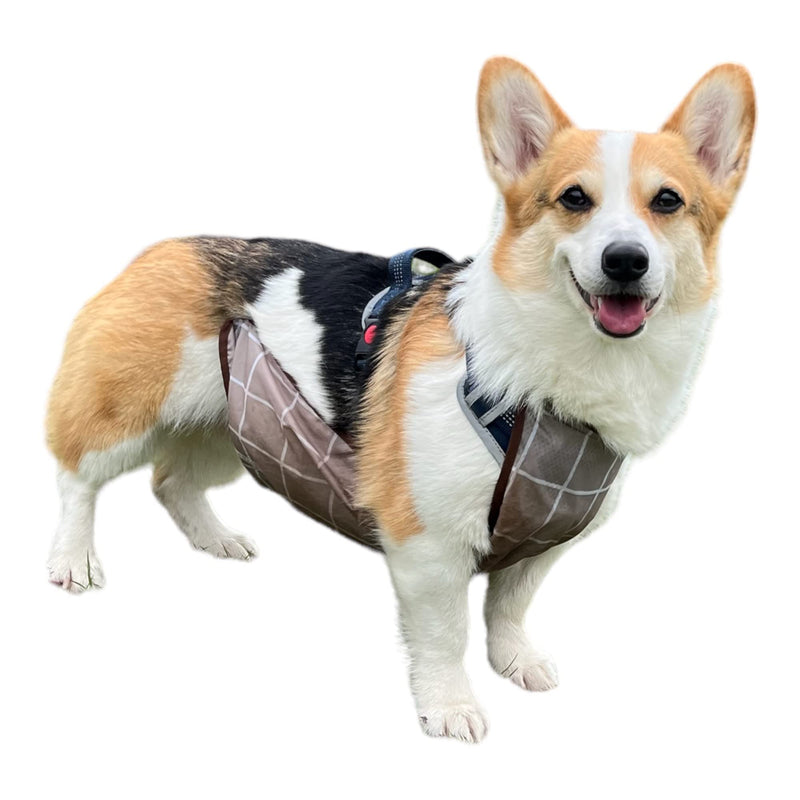 Waterproof Pet Dog Belly Vest Jacket Cover, Lightweight Breathable Outdoor Indoor - Clean & Dry in Rain Snow Mud (Grey Grid, L) Grey Grid Large - PawsPlanet Australia