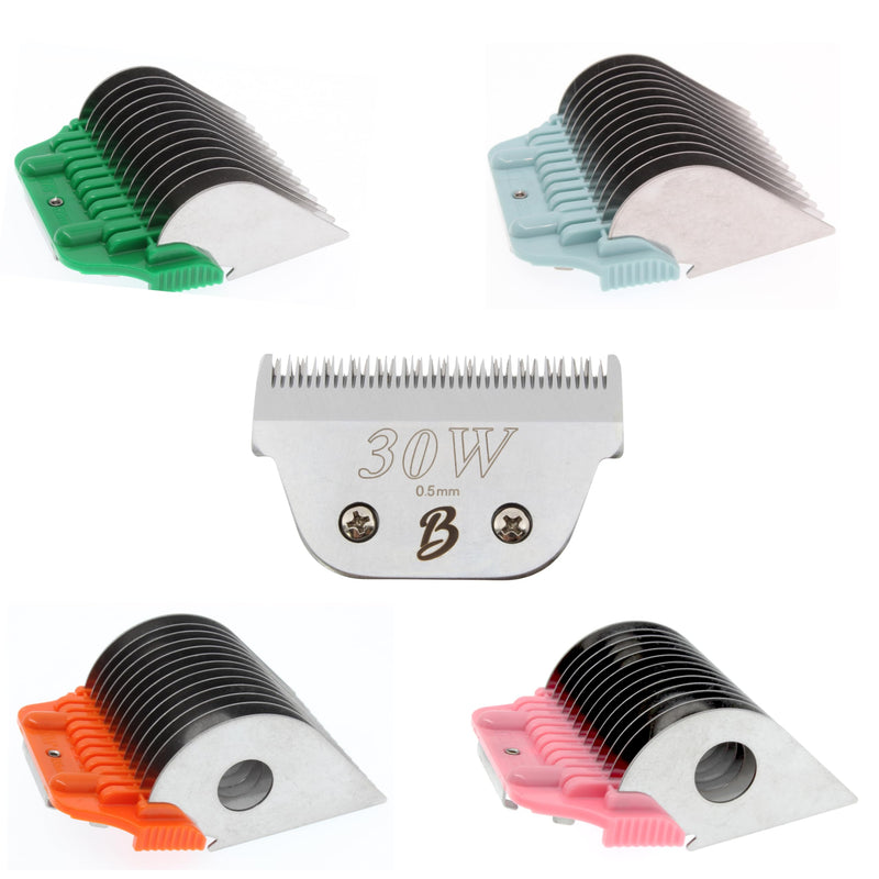 30 Wide Blade & 22mm 25mm 32mm 38mm Wide Clipper Guard Attachment Set for A5 Series Clippers| Stainless Steel Blade for Professional Dog Groomers| Snap-On/Off Design Wide Guard Combs for Dog Grooming 5Pcs Set(30w. 22mm, 25mm, 32mm, 38mm) - PawsPlanet Australia