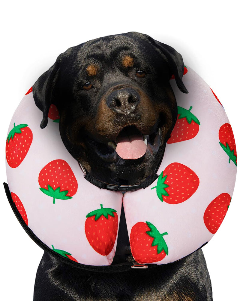 Dog Cone Collar for Small Medium Large Dogs for After Surgery, Pet Inflatable Neck Donut Collar Soft Protective Recovery Cone for Dogs and Cats - Alternative E Collar Does Not Block Vision - Pink,XL Strawberry X-Large(Neck:18"-24") - PawsPlanet Australia