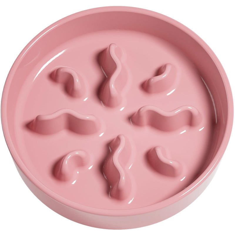 Ceramic Slow Feeder Dog Bowls Small Breed, 0.5 Cups Dog Food Dish for Fast Eaters, Puzzle Bowl for Small Dogs and Cats, 5.5 Inch-Pink Pink - PawsPlanet Australia