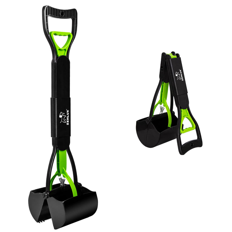 SZHLUX 28" Pooper Scooper, Foldable Dog Pooper Scooper with Unbreakable Material and Durable Spring for Grass and Gravel, Green - PawsPlanet Australia