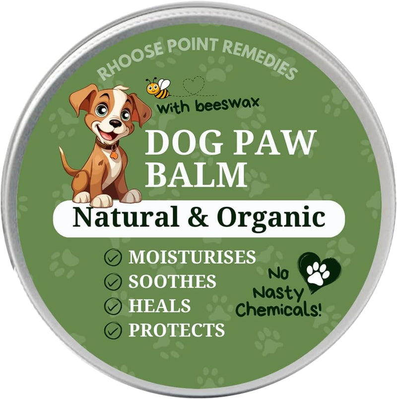 Rhoose Point Remedies Dog Paw Balm - Softens, Heals, Soothes & Protects Dogs Paws, Noses & Skin. All Natural, Organic Ingredients. Lick-Safe Protection for Dogs with Beeswax (1 fl.oz - Starter Tin) 1 fl.oz - Starter Tin - PawsPlanet Australia