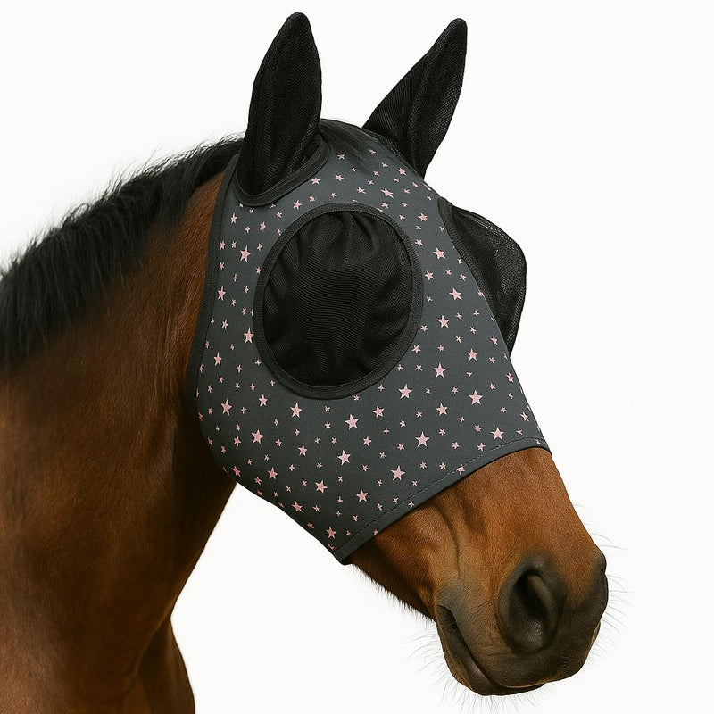 Horse Fly Mask - Arab Equine Fly Mask with Full Coverage for Eye & Ear - Stretchable, UV & Sun Protection Flymask for Horses, Ponies & Mini Horses - Horse Face Cover for Pasture & Trail - Stars Arab/Cob/Small Quarter - PawsPlanet Australia