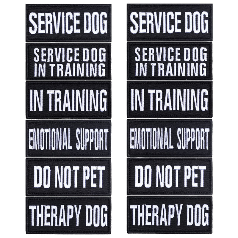 12 Pieces Removable Tactical Dog Harness Service Dog Vest Patches Do Not Pet in Training and Emotional Support Dog Vest Patches(3.6 x 1.6Inch) Black/White - PawsPlanet Australia