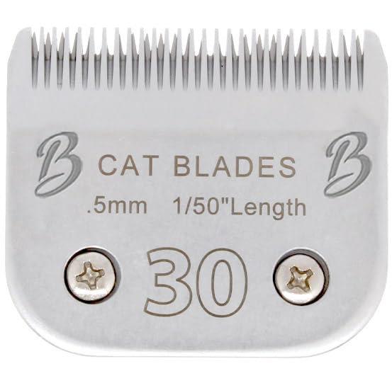 Detachable A Series 30 Blades Cat Clippers Cuts Length 1/50" - 0.5mm Japanese High Carbon Steel Cat Clipper Supplies | Cat Grooming Blade (Compatible A5 Series Clippers for Cats(30C) 30C (1/50" - 0.5mm)