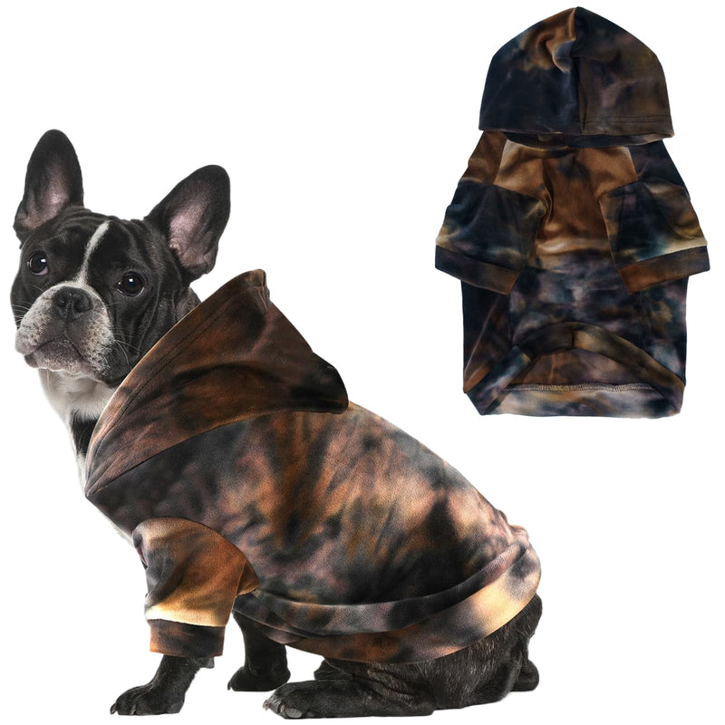 Tie Dye Dog Hoodie Puppy Sweater Sweatshirt, Cold Weather Coat Pet Clothes for Dog Cat Brown Medium - PawsPlanet Australia