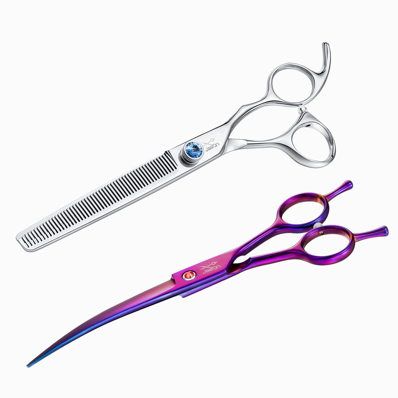 JASON 7" Thinning Scissor & 7.5" Curved Shear for Dog Grooming - PawsPlanet Australia