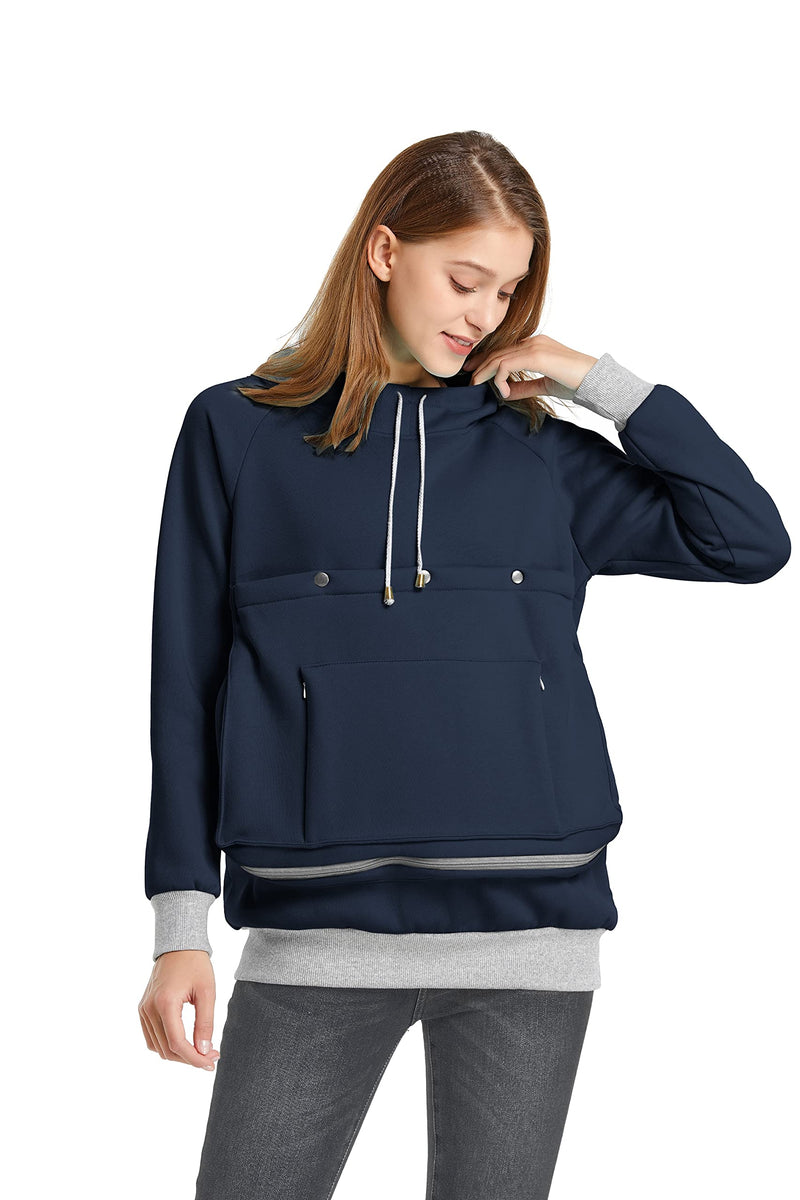 ALYC Cat Dog Carrier Hoodie Large Pet Pouch Sweatshirt Puppy Kitten Holder Pullover Top Kangaroo Hoodies for Women Dark Blue XX-Large - PawsPlanet Australia