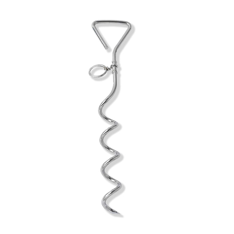 WePet Dog Tie-Out Stake, Durable Silver Spiral Anchorstake, Secure Outdoor Tethering for all Cable Leash Chain, Camping Yard, Rust-Resistant, Easy Installation, Medium, 16 Inch - PawsPlanet Australia