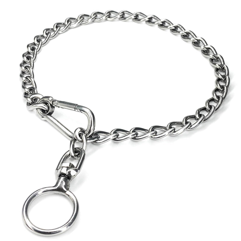 304 Stainless Steel Metal Chew Proof Dog Collar and Leash Extension - Anti Winding, Training and Walking (Small: 18in x 2.5mm, Neck Max 16in) Small：18in x 2.5mm(neck max 16in)