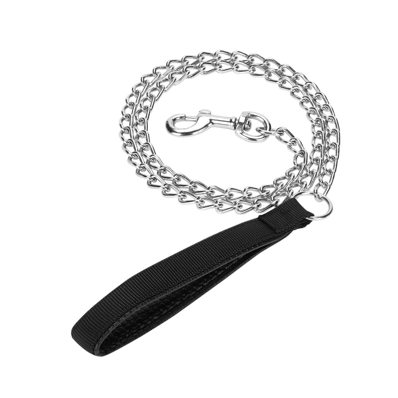 SGODA Metal Chain Heavy Duty Dog Leash, Chew Proof Dog Leash with Soft Handle for Large & Medium Size Pets Walking(4 ft. x 3.0 mm Black) 4 ft x 0.12 in - PawsPlanet Australia