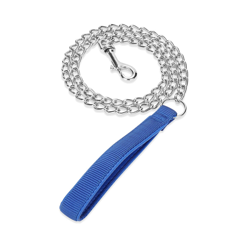 SGODA Metal Chain Heavy Duty Dog Leash, Chew Proof Dog Leash with Soft Handle for Large & Medium Size Pets Walking(4 ft. x 3.0 mm Blue) 4 ft. x 3.0 mm - PawsPlanet Australia