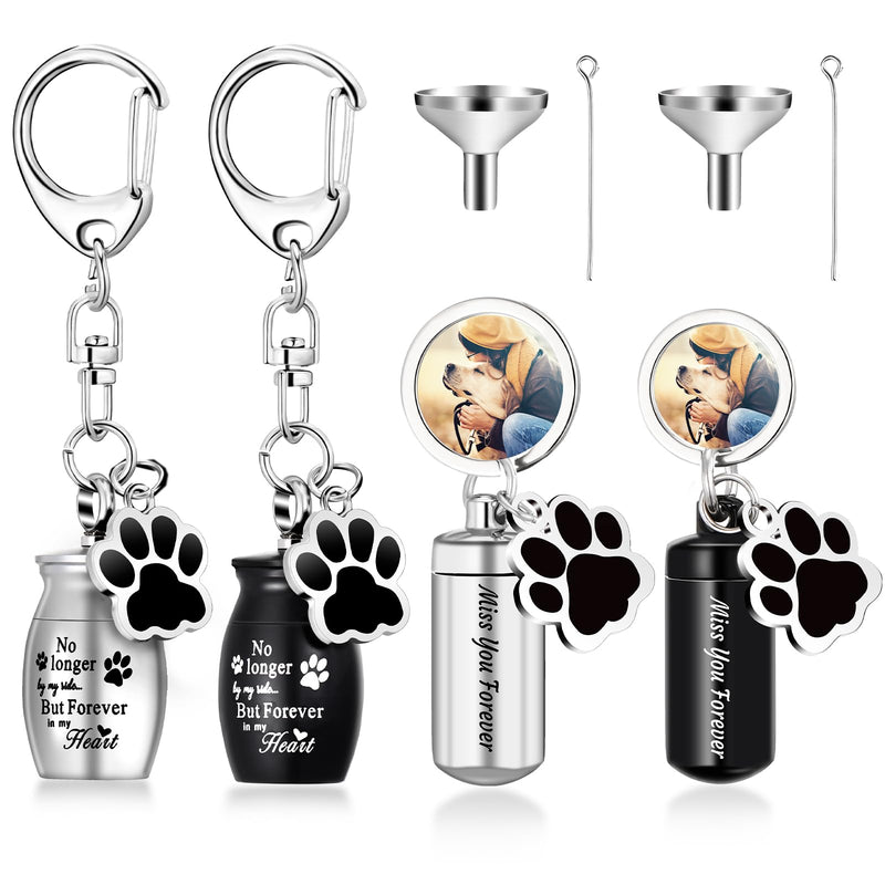 Kigeli 4 Pcs Pet Ashes Keepsake Keychain for Dog Pet Ashes Urn with 4 Pcs Filling Tools Memorial Cylinder Small Pet Ashes Keepsake Cat Cremation Jewelry Pend Paw Print Urn Pendant 2 - PawsPlanet Australia