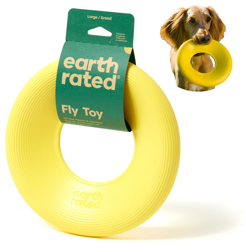 Earth Rated Flying Disc Dog Toy, Interactive Flying Saucer Toy for Adult and Puppy Dogs, Floats in Water, Large, Yellow - PawsPlanet Australia