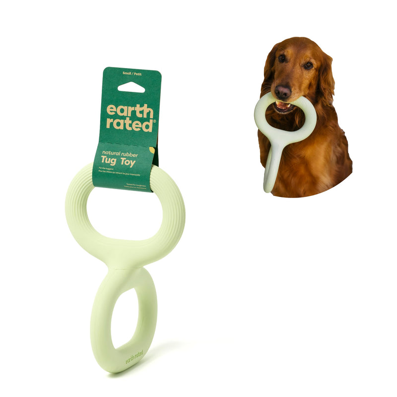 Earth Rated Tug of War Dog Toy, Interactive Pull Toy for Adult and Puppy Dogs, Ergonomic Grip, Natural Rubber, Small, Green - PawsPlanet Australia