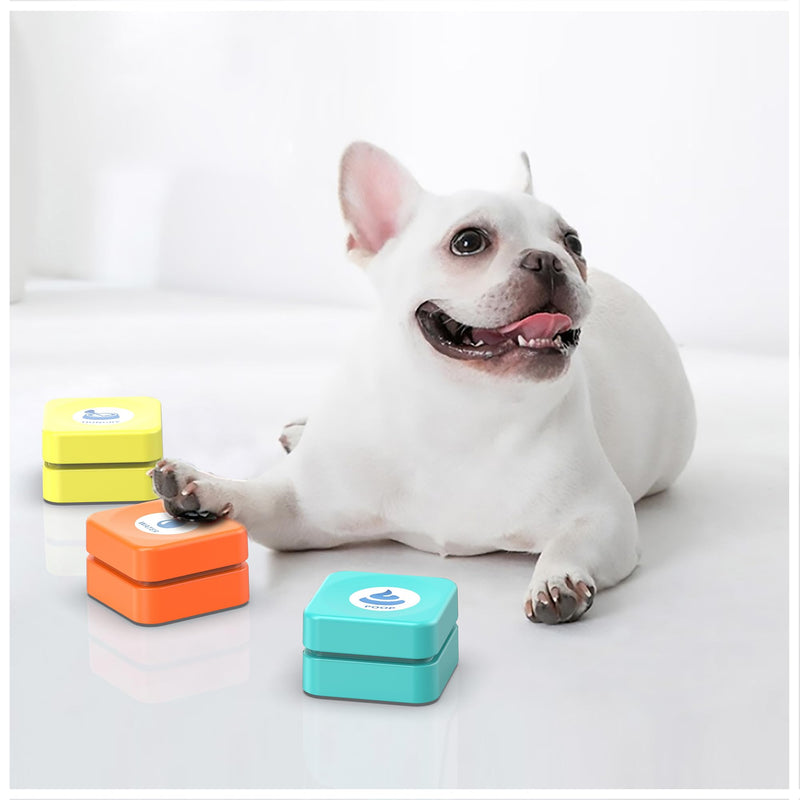Rechargeable Dog Buttons for Communication Starter Pack,Voice Recording Buttons Set Training Pets Funny Gifts Study Office Home 3 Counts 35 Stickers Rechargeable 3 Counts + + Stickers - PawsPlanet Australia