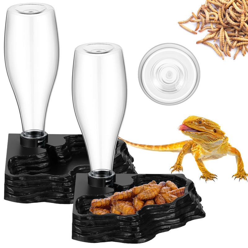 Reptile Water Feeder, 2 Pack, Automatic Water Dispenser, 13.5Oz, for Bearded Dragon, Terrarium, Turtle, Geckos, Frog black, clear - PawsPlanet Australia