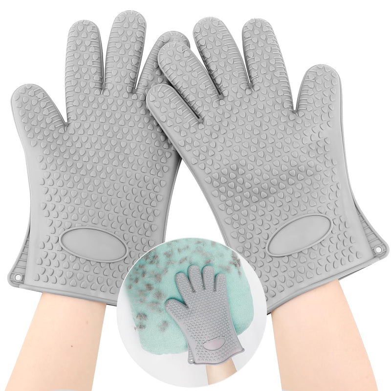 Pet Hair Remover Gloves - Sticker Gloves Clean Pet Hair on Furniture with Ease, Suitable for Soft and Irregular Surfaces. Such as Sofas, Pillows, Mattresses, Cat Trees. (Silicone, Grey(2 PCS) Grey(2 Pcs) Silicone - PawsPlanet Australia