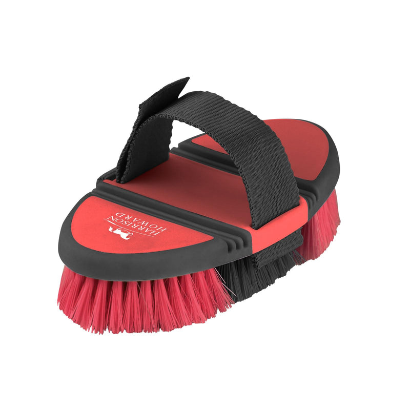 Harrison Howard Flexible Finish Horse Grooming Brush - Bendable and Convenient for Scrubbing, Comfortable Hold in Hand - Red - PawsPlanet Australia