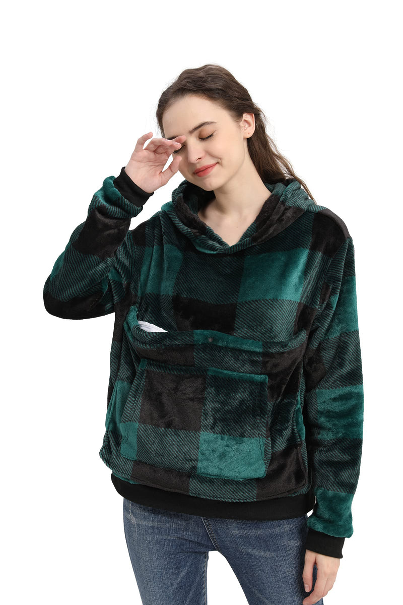 LINYUCHEN Cat Pouch Hoodie Large Pet Pouch Sweatshirt Puppy Kitten Holder Carrier Pullover Tops for Women 3X-Large Green - PawsPlanet Australia