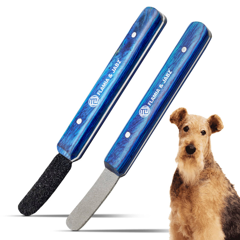 FLAMIA & JABZ Stripping Metal Stone Diamond Edged for Dogs, Cats & Pets with Wooden Grip (2 Piece Pack of Coarse & Fine) 2 Piece Pack (Coarse & Fine) - PawsPlanet Australia