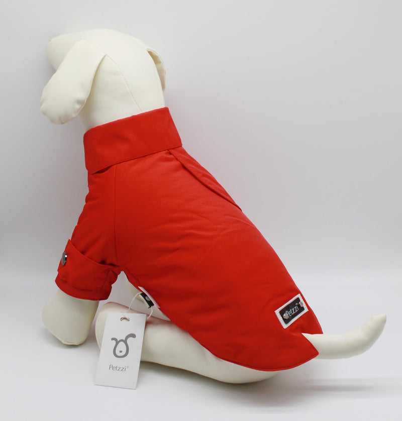 Pet Trench Coat Rain Jacket Spring Dog Clothes for Small Puppy Medium Large Dogs Cat Clothes Windproof Water Resistant - Theodore (M, Red)
