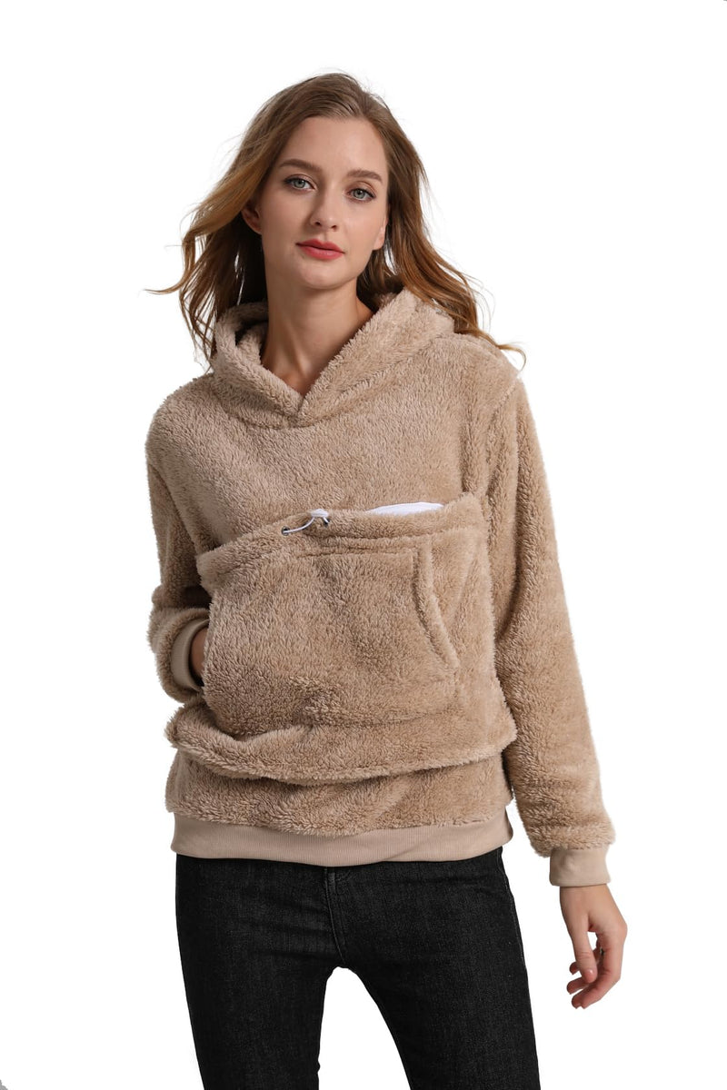 Pet Cat Dog Pouch Hoodies Small Animal Carrier – Kitten Puppy Pouch Sweatshirt Kangaroo Pocket Pullover Top Large Khaki - PawsPlanet Australia