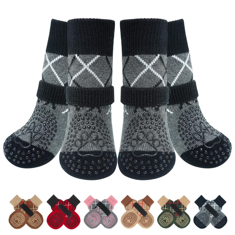 BEAUTYZOO Dog Socks to Prevent Licking Paws for Hardwood Floors Anti Slip, Dog Shoes Booties for Hot/Cold Pavement,Grippy Boots & Paw Protectors Traction Control for Small Medium Large Senior Dogs M(Pack of 6) Grey - PawsPlanet Australia