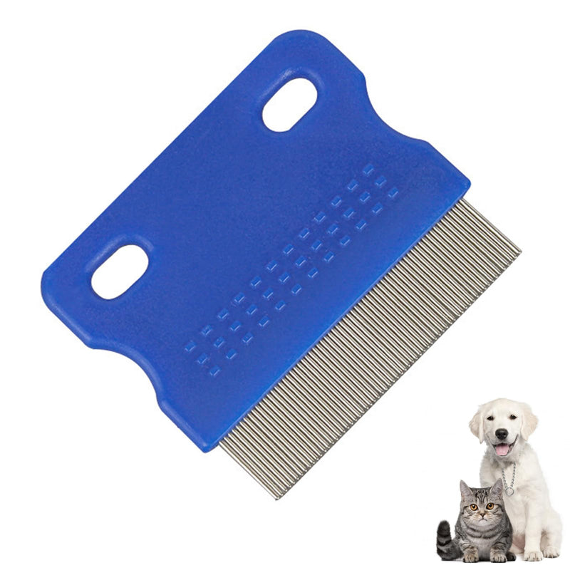 Stainless Steel Pet-Combs for Cats and Dogs, Fine Tooth Grooming Tool, Anti-Flea Combs with Non-Slip Handle, Tear Stains Remover, Blue - PawsPlanet Australia