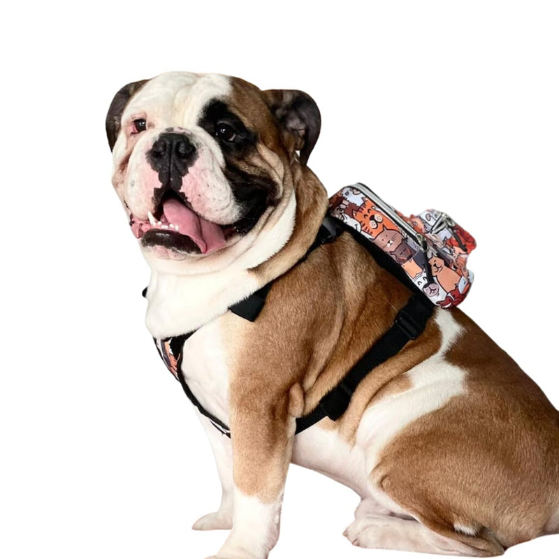 PawLook Design Dog Backpack Harness with Leash-Stylish Dogbagpack-Poop Bag Dispenser Dog Backpack-Dog Self Carrier Backpack-Dog Bag Vest with D-Ring-Backpack for Dogs to Wear-1 Piece (Paws, S) Paws - PawsPlanet Australia