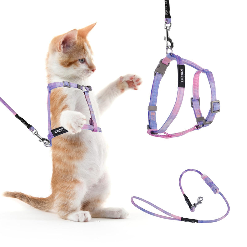 Giantree Cat Harness with Leash and Collar Set, Adjustable H-Shaped Kitten Harness Escape Proof Harness Glow in The Dark for Kitty Outdoor Walking (Gradient Purple) Gradient Purple - PawsPlanet Australia