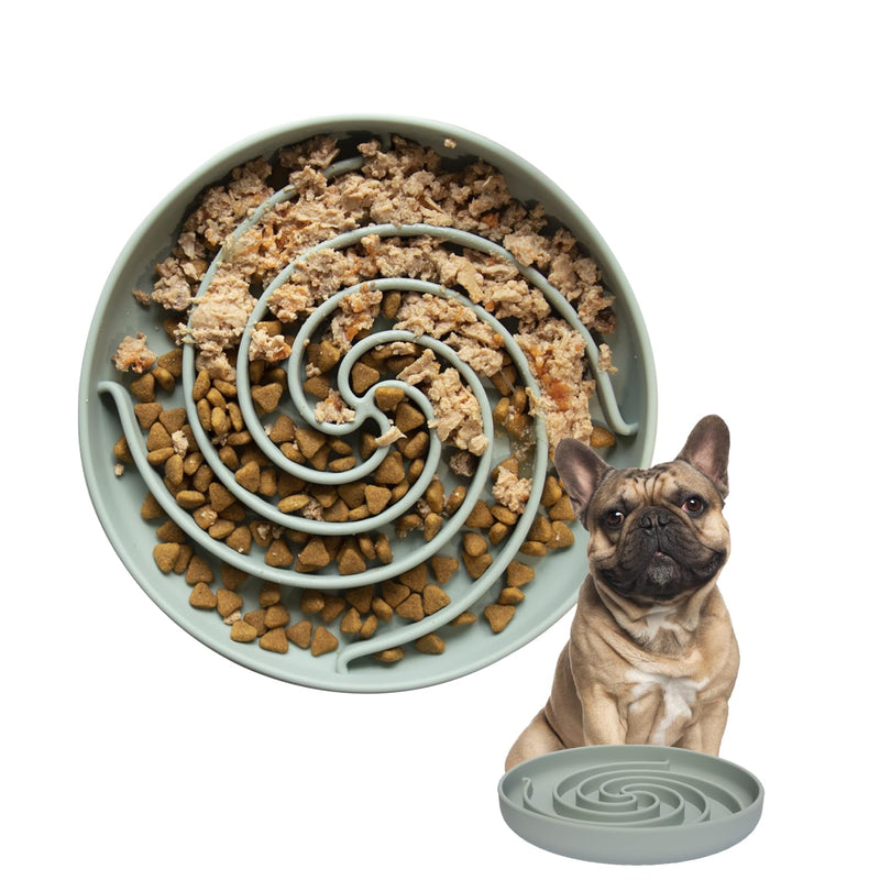 Dog Puzzle Bowl - Silicone Slow Feeder Dog Bowls for Healthy Eating - Puppy Slow Feeder Non-Slip Design Dishwasher Microwave Safe (Grey green) Medium Grey-green - PawsPlanet Australia