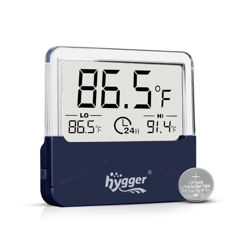 hygger Digital Aquarium Thermometer Records Max Min Temperature Sensor Gauge with LCD Display Stickable Fish Tank Thermometer for Saltwater, Freshwater, Fish, Amphibians, Reptiles S-Min/Max Temp Records - PawsPlanet Australia