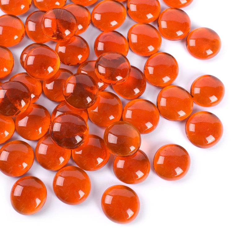 HUIANER Flat Glass Marbles 1lb, 100PCS Orange Flat Gems Glass Beads for Vase Filler Garden Aquarium Fish Tank Pebbles Table Floral Decoration - PawsPlanet Australia