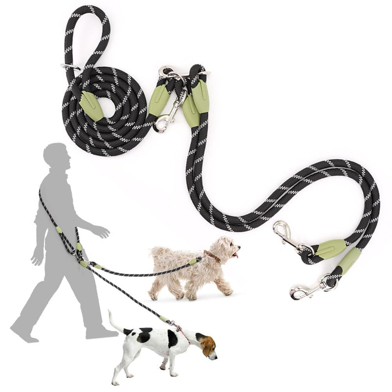 pawstrip Hands Free Dog Leash 2 Dogs Reflective Dog Double Leash Dual Leashes for Two Dogs Heavy Duty Crossbody Dog Leash with Coupler Large Medium Dogs Training Leash Black - PawsPlanet Australia