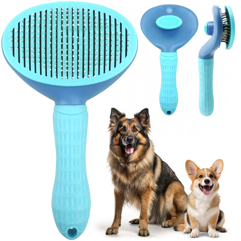 American Kennel Club AKC Self-Cleaning Pet Grooming Slicker Brush for Cats and Dogs, All Breeds and Coat Types Self-Cleaning Slicker Brush - PawsPlanet Australia
