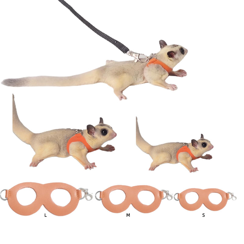 Sugar Gliders Harness Leash Set - 3 Pcs Training Walking Gear Small Animal Adjustable Traction Ropes Vest for Squirrels Hamsters Rats Gerbils Reptiles Bearded Dragon Lizards Orange 01 Orange - PawsPlanet Australia