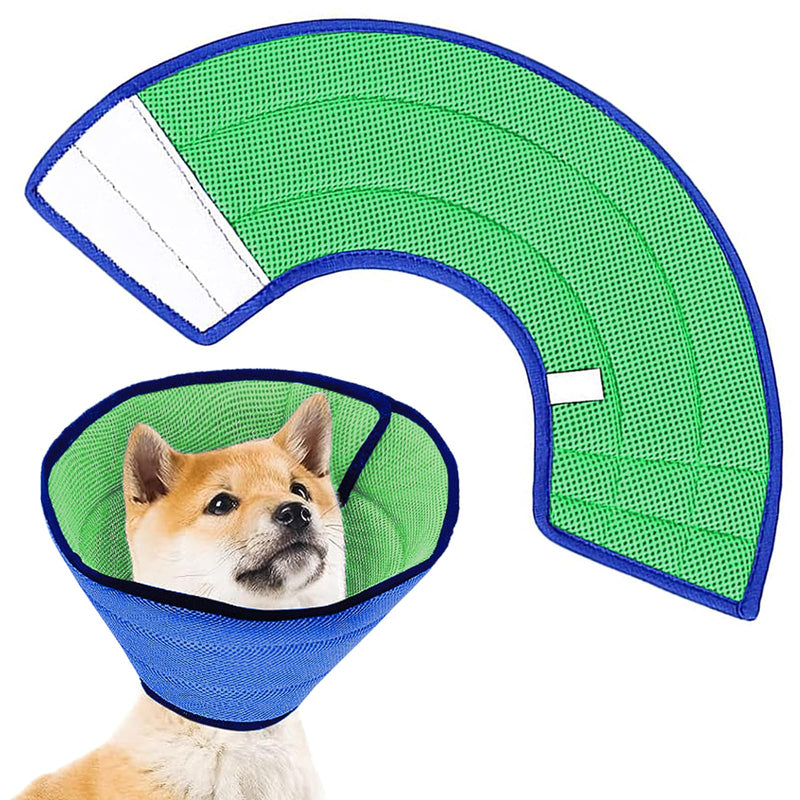 Soft Dog Cone Collars for Small Medium Dogs, Lightweight Recovery Elizabethan Collar for Dog After Surgery, Comfortable Soft Material Adjustable Pet Cone Washable (Neck: 11''-14'') Blue/Green Neck: 11''-14'' - PawsPlanet Australia