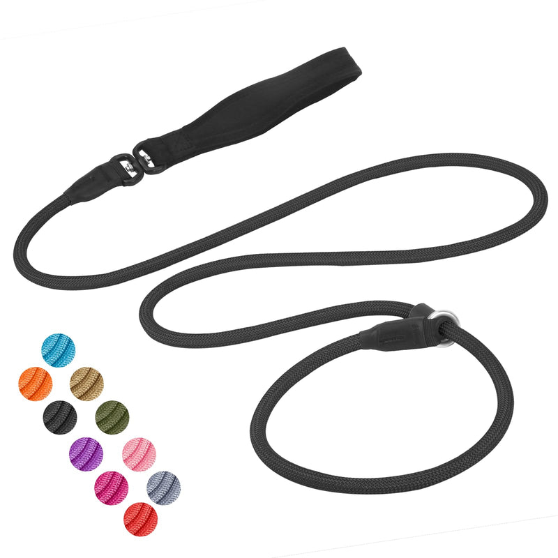 Heydoggy Slip Lead Dog Leash - Strong 4FT/6FT Training Lead [360 Swivel Anti-Tangle] Durable Nylon No Pull Walking Rope for Small Medium Large Puppy Dogs - 6ft Black 6ft x 0.45" - PawsPlanet Australia