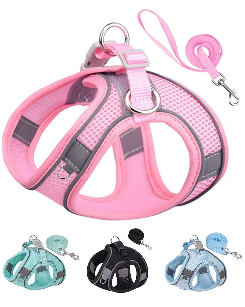 Solmoony Dog Harness for Small Medium Large Dogs No Pull, Puppy Harness and Leash Set, Puppy Harness for Small Dogs, Step in Harness for Small Dogs, Small Dog Harness, mesh Dog Harness. (Pink, XS) Pink - PawsPlanet Australia
