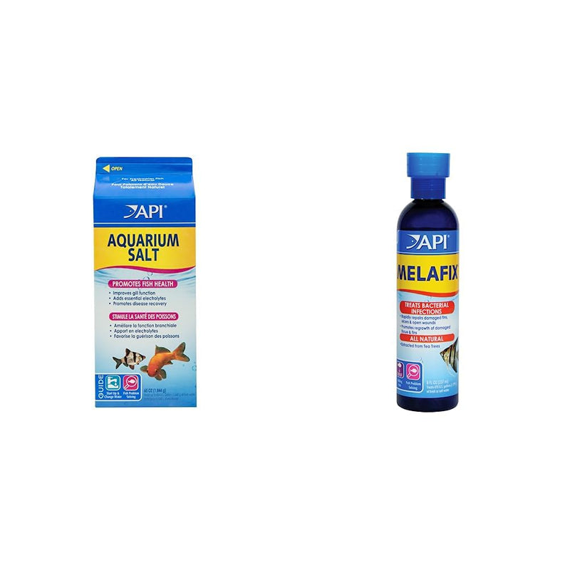 API Aquarium Salt and Bacterial Infection Remedy Bundle for Freshwater Aquariums 65 oz Aquarium Treatment + Treatment, 11H