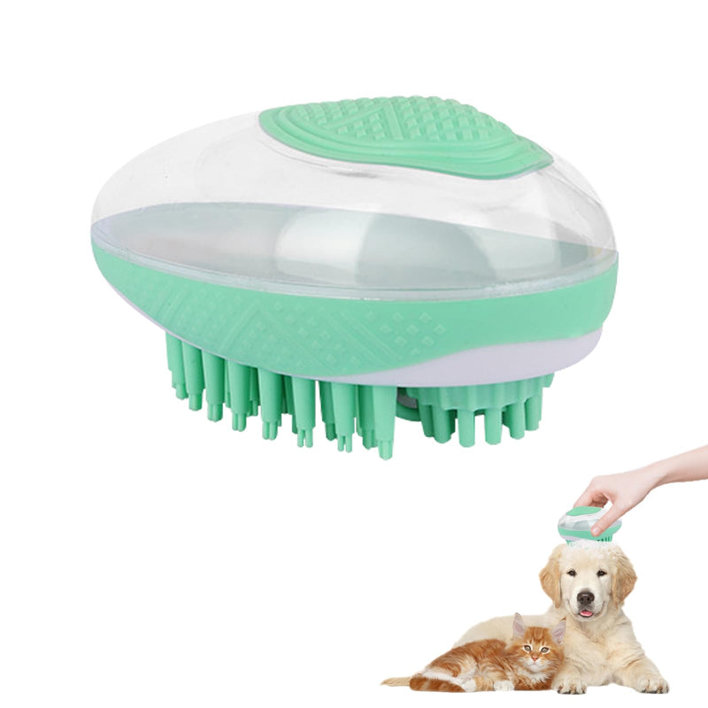 WishLotus Pet Bath Brush, Puppy Massage Brush with Shampoo Dispenser Pet Grooming Tool for Small Animals Soft Silicone Dog Shower Brush for Long Short Haired Dog and Cat Washing (Green) Green - PawsPlanet Australia